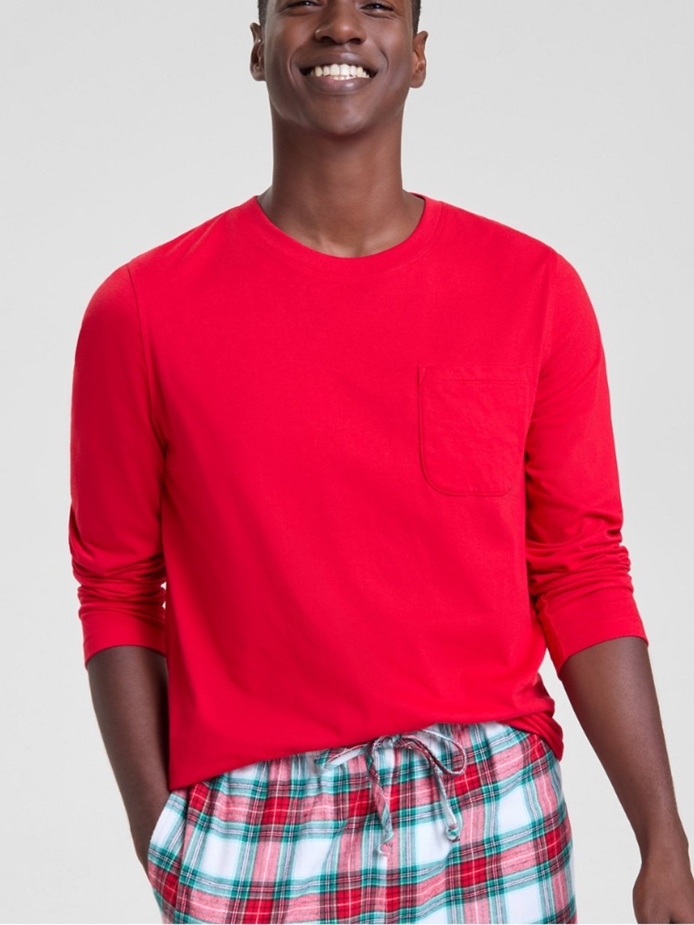 NWT Holiday Lane Men's Red Long Sleeve pajama Pocket Tee size large